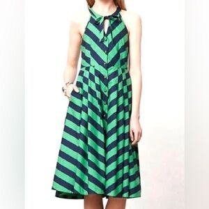 Anthropologie girls from savoy pinup 50s rockabilly dress blue green size 0
